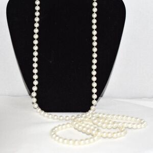 VTG Cottagecore Bridal Prom Pageant 3 Faux Pearl 6" Bracelet & 24" Necklace